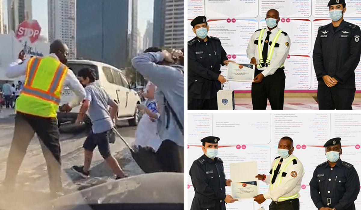 Security officer in viral video honoured for raising traffic awareness